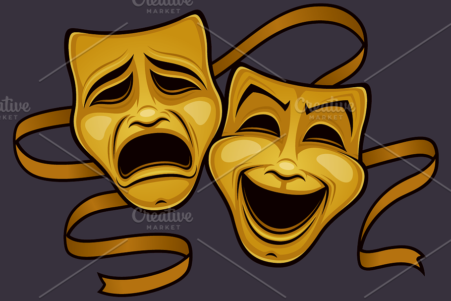 Gold Comedy And Tragedy Theater Mask