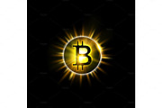 Shining bitcoin symbol.