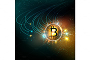 Shining bitcoin symbol.
