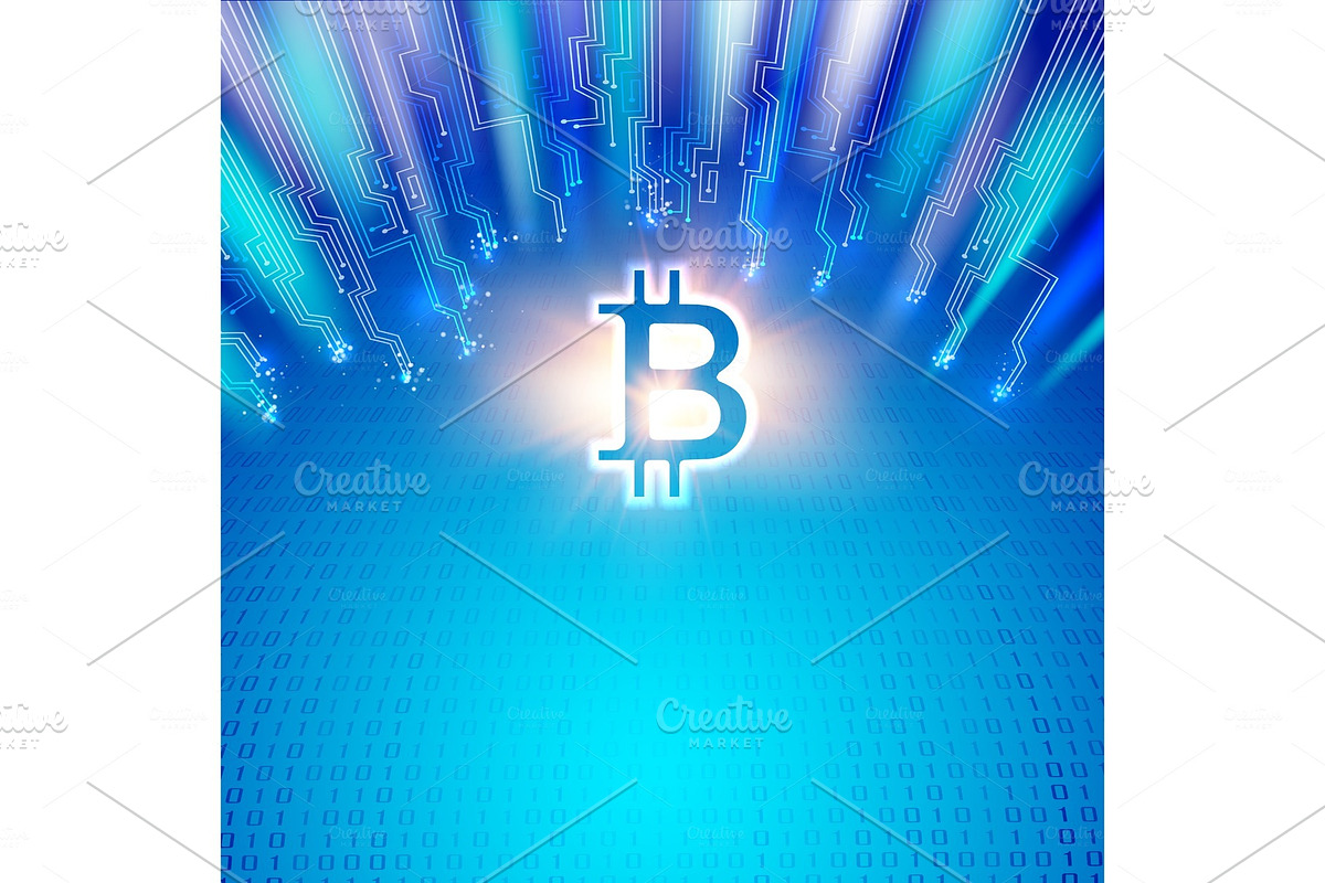 Abstract blue lights bitcoin. in Illustrations - product preview 8