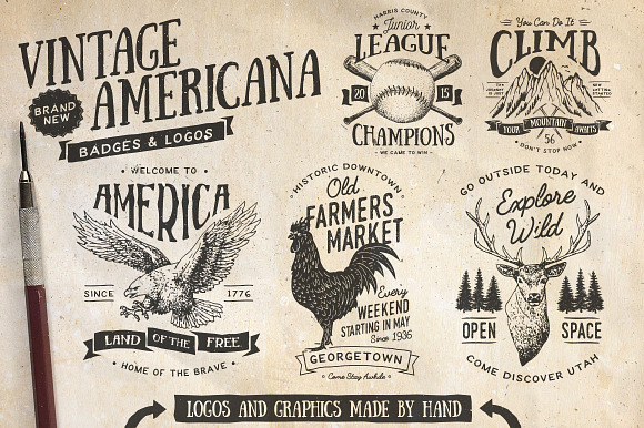Vintage Americana Badges and Logos in Logo Templates - product preview 5
