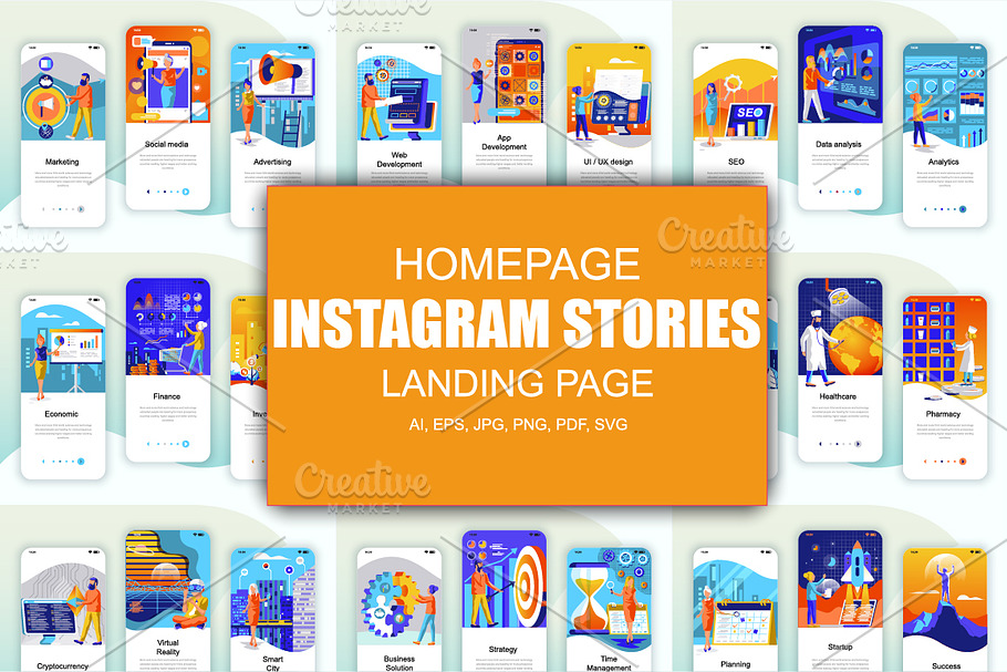 Onboarding Screens Mobile App in Instagram Templates - product preview 8
