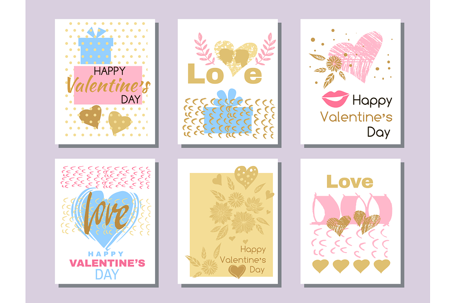 Happy  Valentine's Day. Set cards in Illustrations - product preview 8