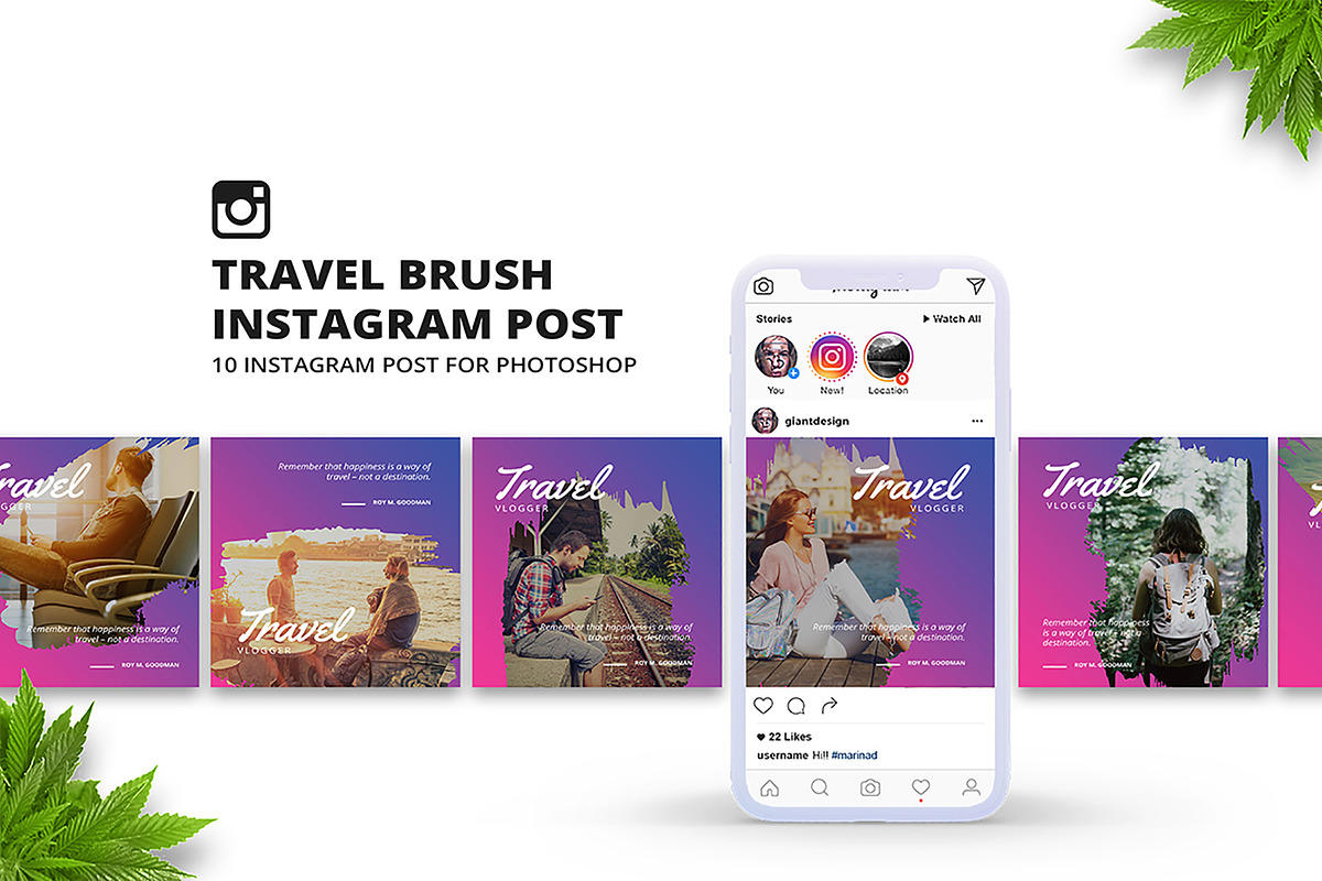 Travel Brush Instagram Post in Instagram Templates - product preview 8