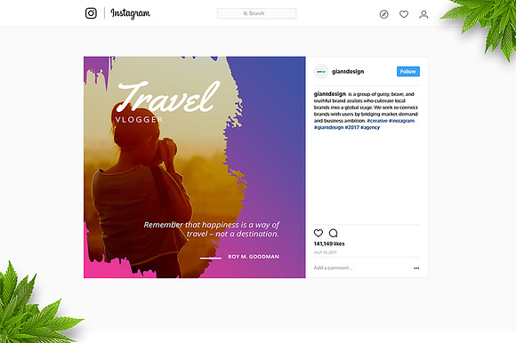 Travel Brush Instagram Post in Instagram Templates - product preview 1
