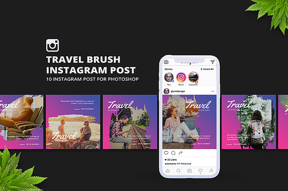 Travel Brush Instagram Post in Instagram Templates - product preview 3