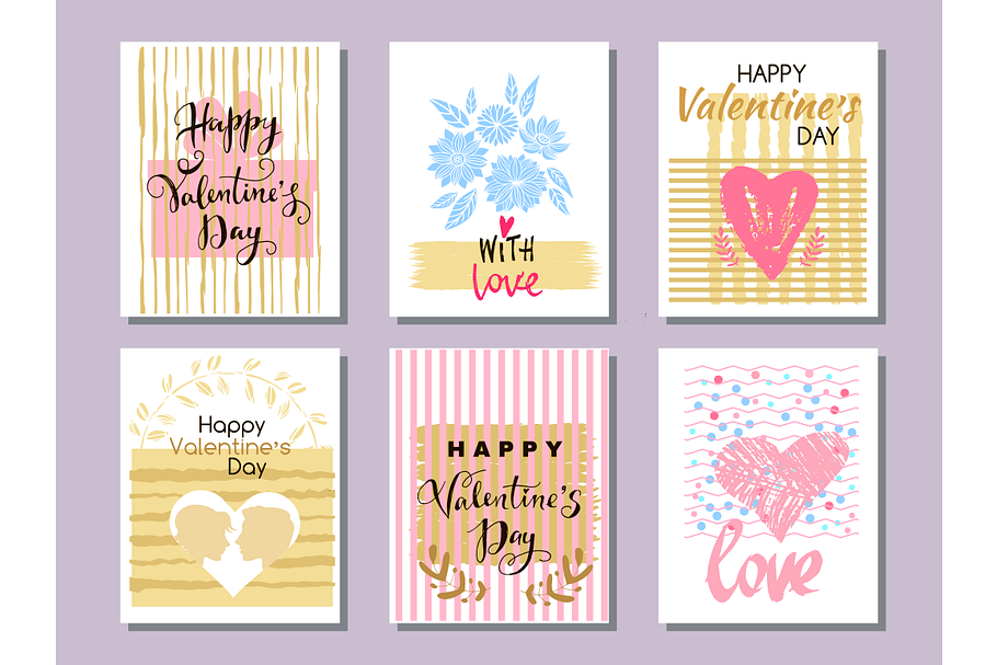 Happy  Valentine's Day. Set cards in Illustrations - product preview 8