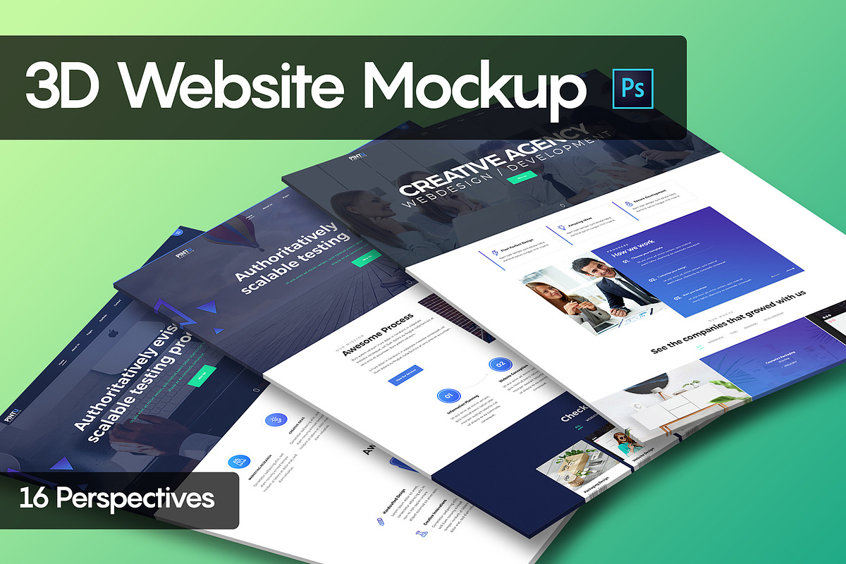 3D Website Mockup in Mobile & Web Mockups - product preview 8