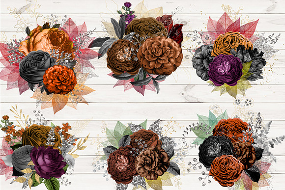 Autumn Floral Bouquets Clipart in Illustrations - product preview 1