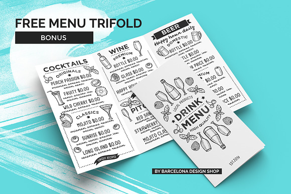 FREE! Trifold + Cocktail Menu in Brochure Templates - product preview 4
