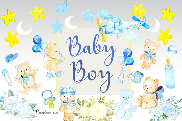 Baby Boy Watercolor Clipart  in Illustrations - product preview 4