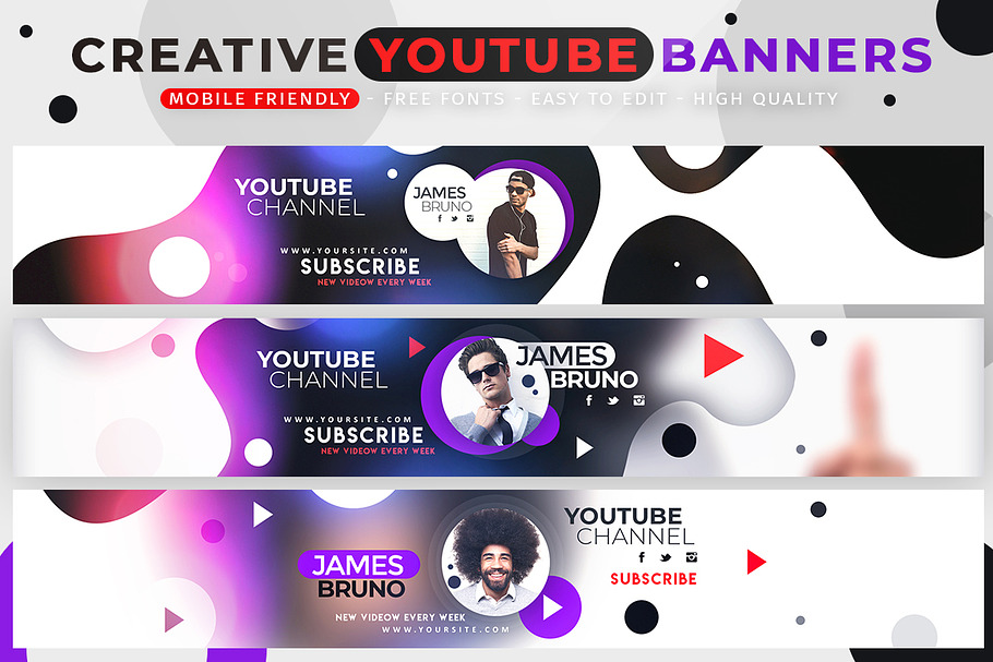 Creative Modern YouTube Banners in YouTube Templates - product preview 8