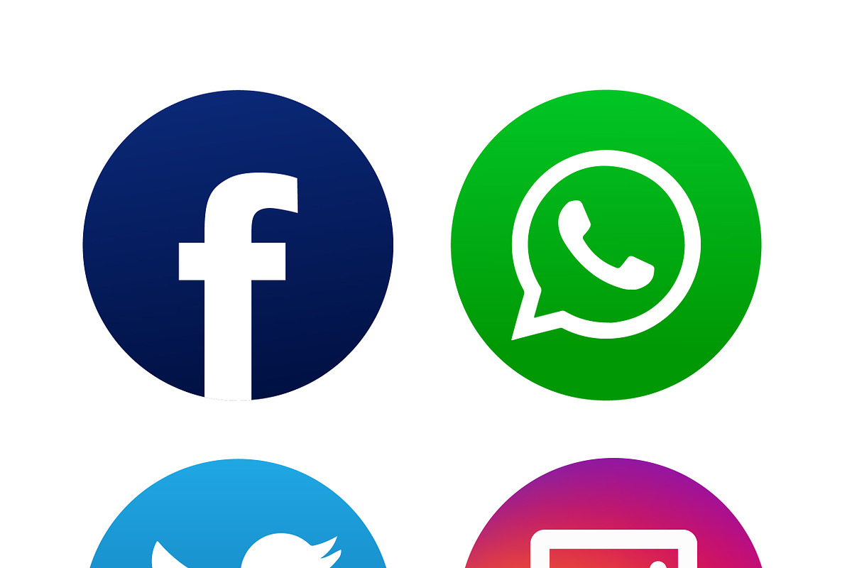 Facebook, Twitter and Instagram logo in Icons - product preview 8