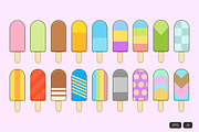 18 Summer Popsicle Ice Cream Vector