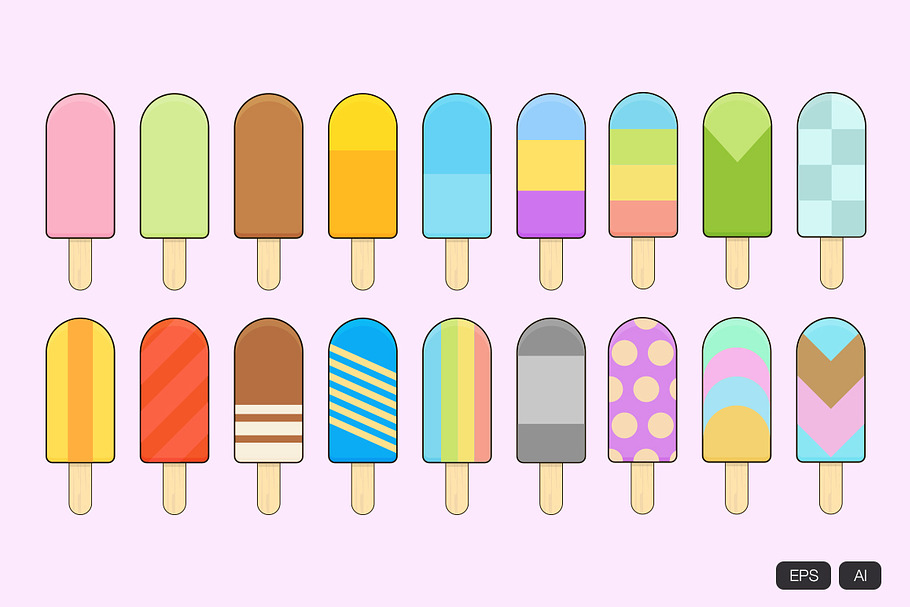 18 Summer Popsicle Ice Cream Vector in Illustrations - product preview 8