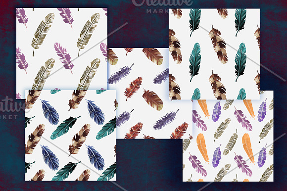 Boho watercolor feathers in Illustrations - product preview 3