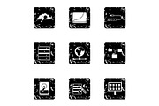 Computer data icons set, grunge