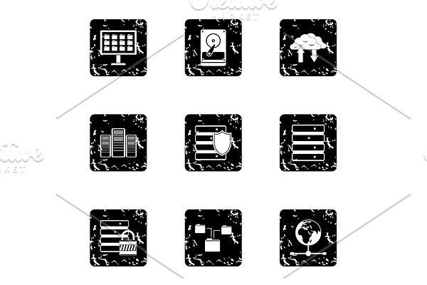 Computer protection icons set