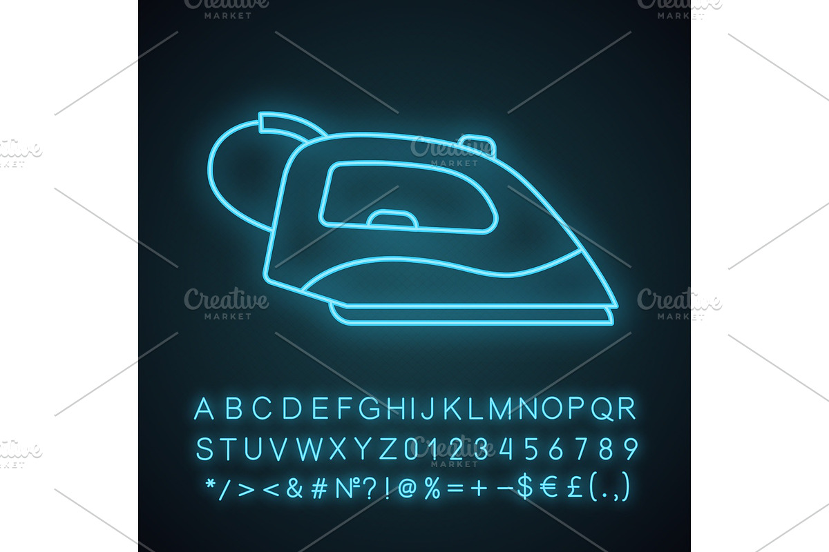 Steam iron neon light icon in Icons - product preview 8