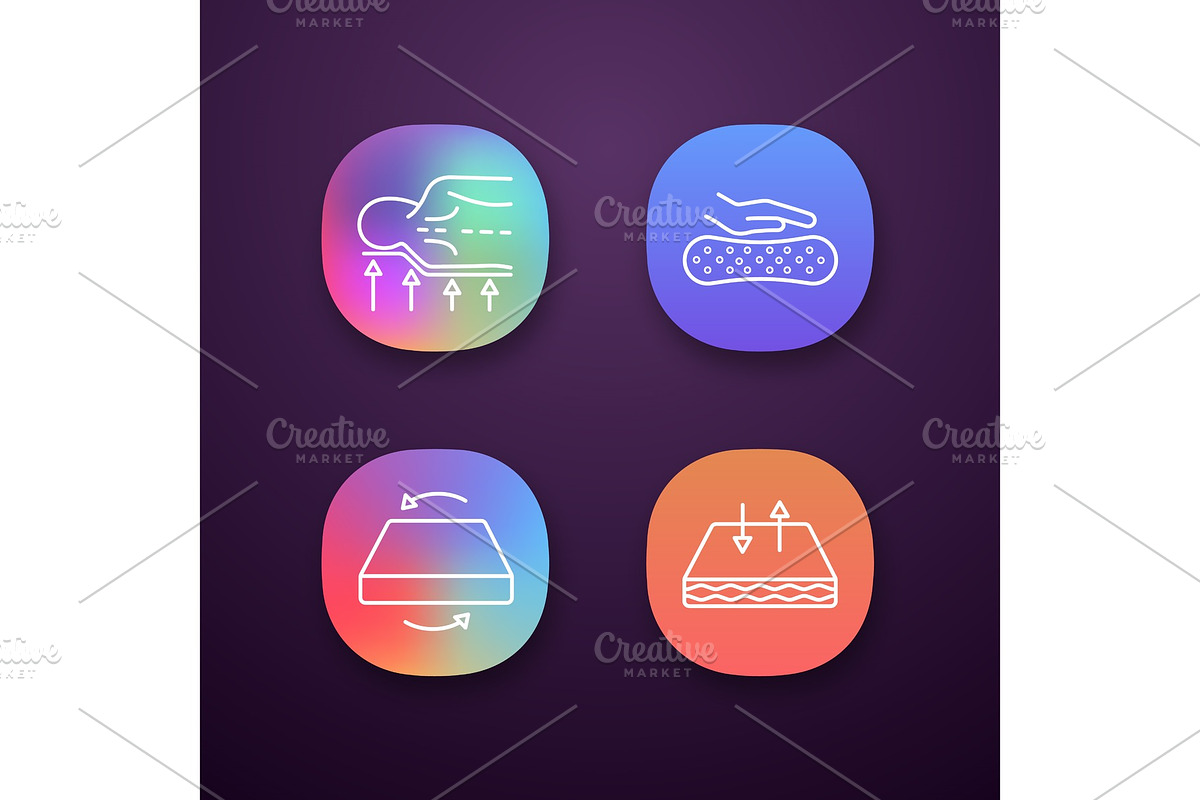 Orthopedic mattress app icons set in Icons - product preview 8