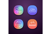Orthopedic mattress app icons set