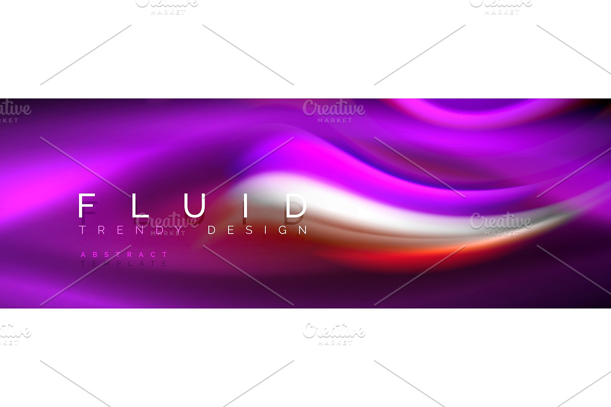 Fluid colors mixing glowing neon in Illustrations - product preview 8