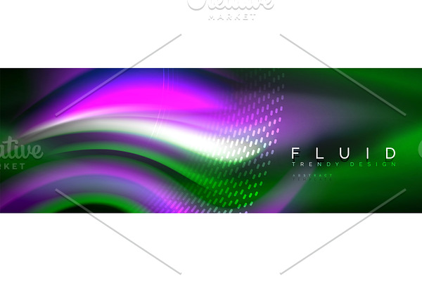 Fluid color neon wave lines