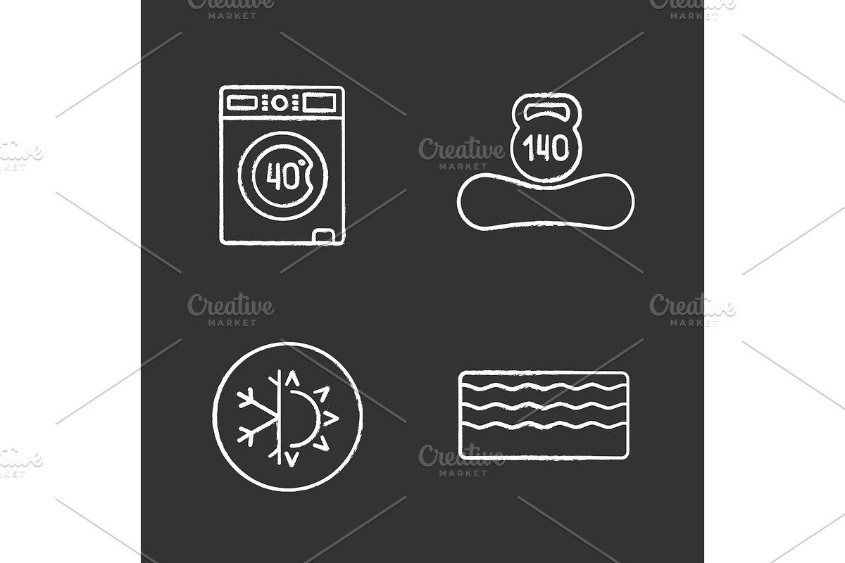 Orthopedic mattress chalk icons set in Icons - product preview 8