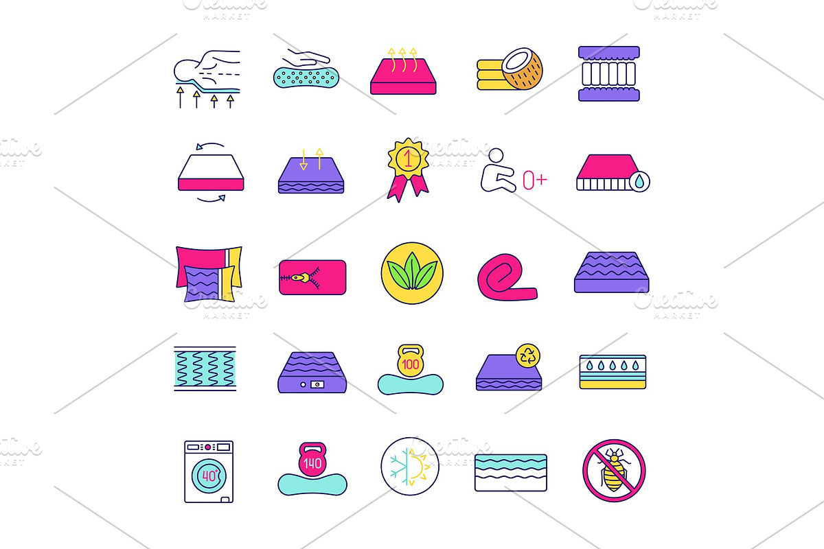 Mattress color icons set in Icons - product preview 8