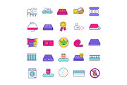 Mattress color icons set