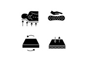 Orthopedic mattress glyph icons set
