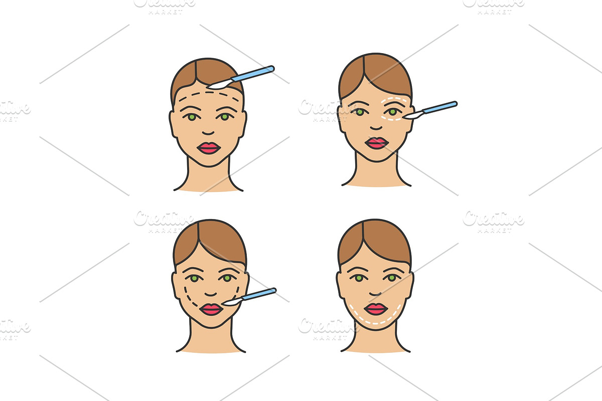 Plastic surgery color icons set in Icons - product preview 8