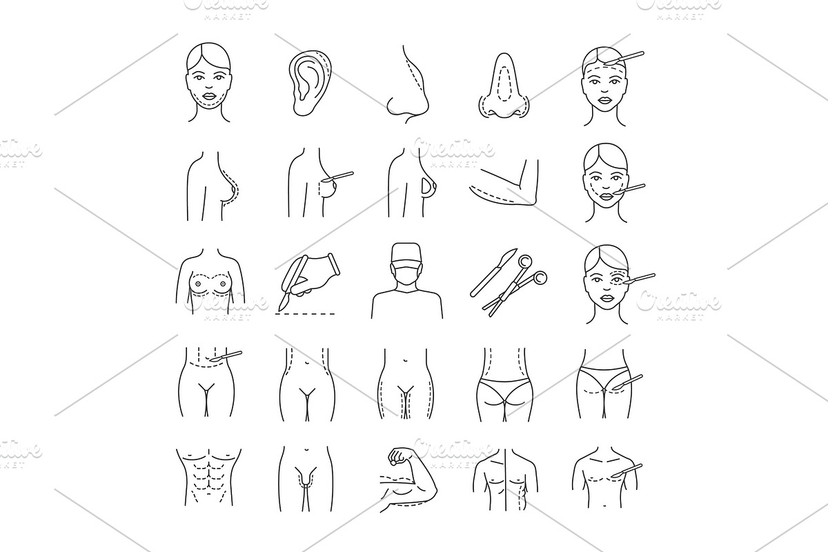 Plastic surgery linear icons set in Icons - product preview 8