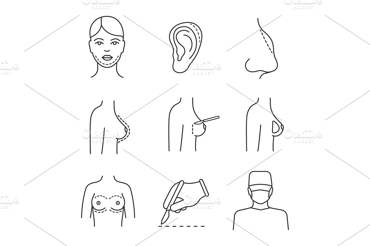 Plastic surgery linear icons set in Icons - product preview 8