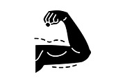 Male arm lift surgery glyph icon