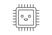 Smiling processor linear icon