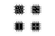 Processors glyph icons set