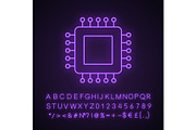 Processor neon light icon