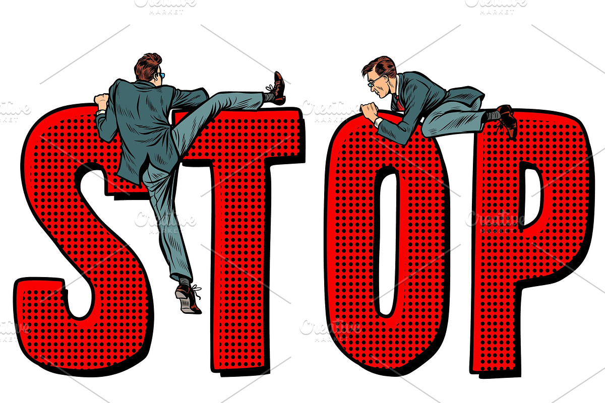 people climb on the word stop in Illustrations - product preview 8