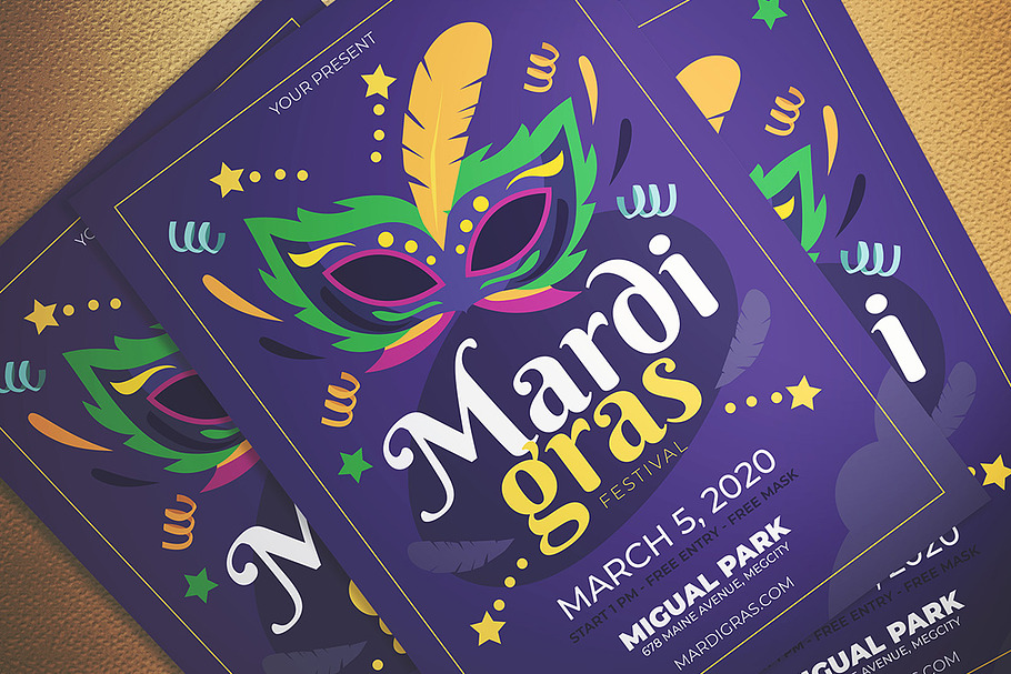 Mardi Gras Fest Flyer in Flyer Templates - product preview 8