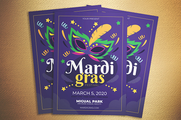 Mardi Gras Fest Flyer in Flyer Templates - product preview 1