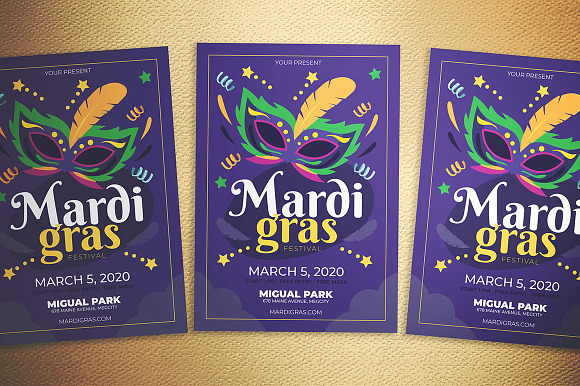 Mardi Gras Fest Flyer in Flyer Templates - product preview 2