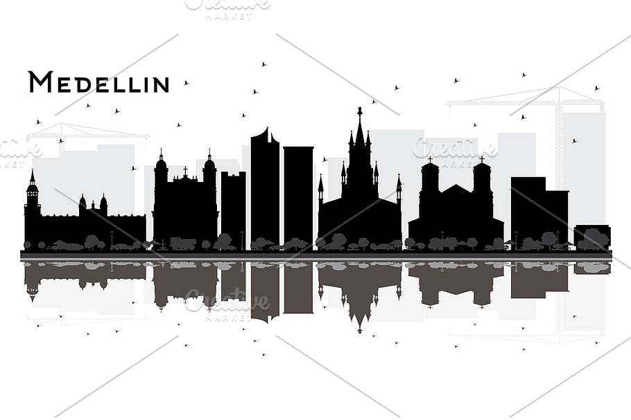 Medellin Colombia City Skyline  in Illustrations - product preview 8
