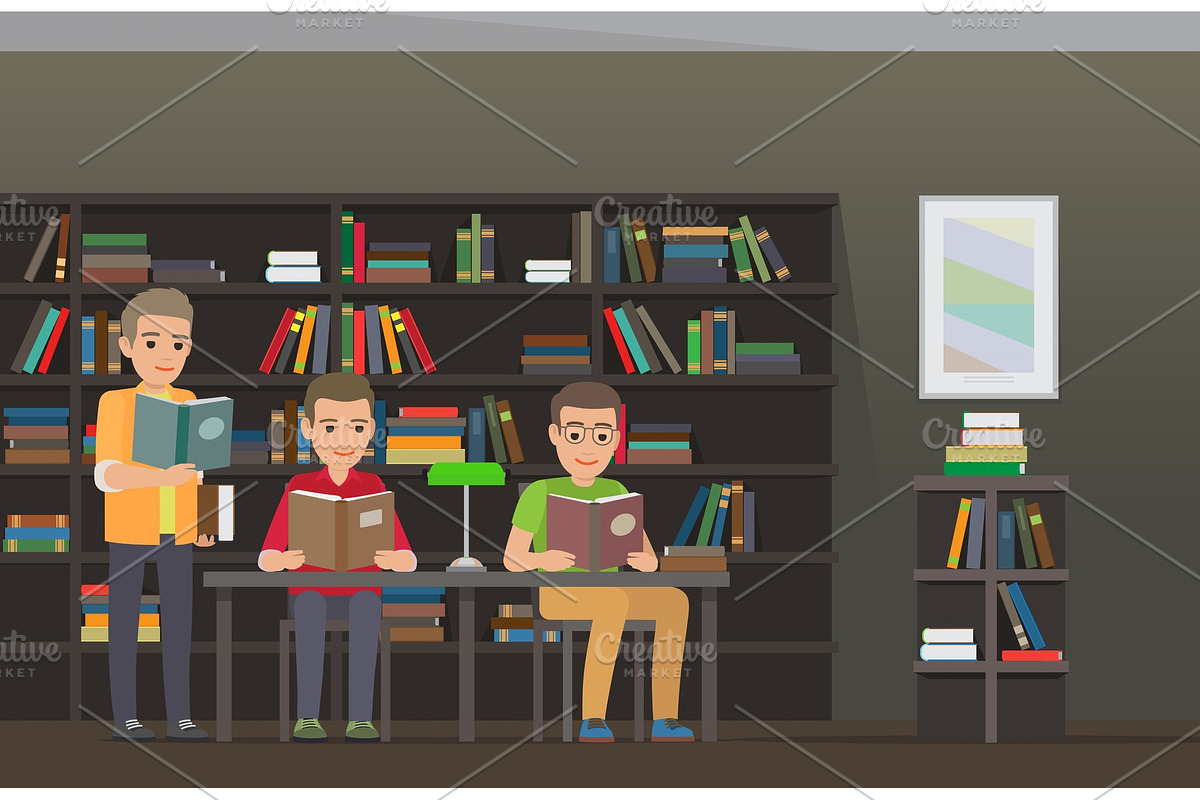 Students Reading Textbooks in in Illustrations - product preview 8