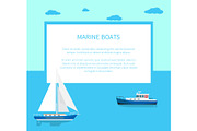 Marine boats Poster with Text and