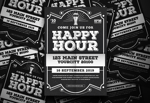Happy Hour Flyer in Flyer Templates - product preview 2