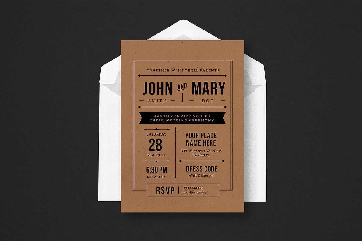Kraft Paper Wedding Invitation in Wedding Templates - product preview 8