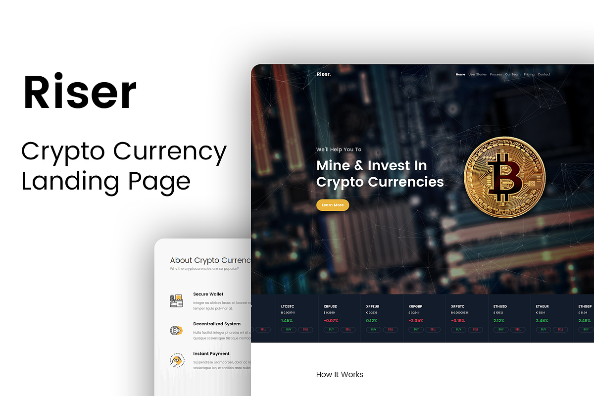 Riser - Crypto Currency Landing Page in Landing Page Templates - product preview 8