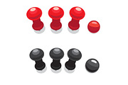 Big Pushpins Set of Isolated Vector