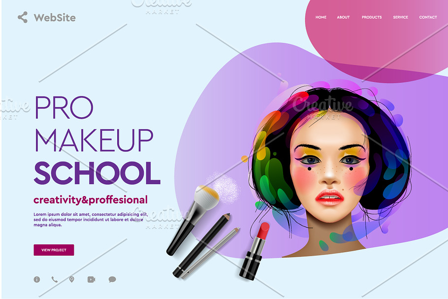 Makeup School Web page Design in Landing Page Templates - product preview 8